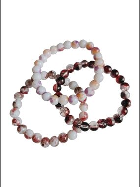 Unisex Beaded Stretch Bracelets w/ Natural Stone Gemstones
